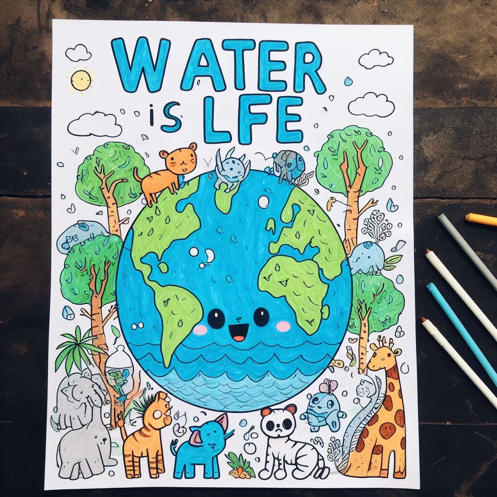 Cartel del Cuidado del Agua para Niños